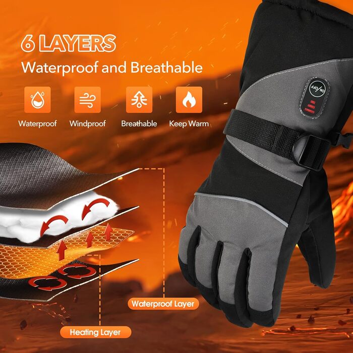 Гріючі рукавички для чоловіків та жінок, акумуляторні, 5V 5000mAh, 3 режими нагріву, для мотоцикла, велосипеда, походів, катання на лижах