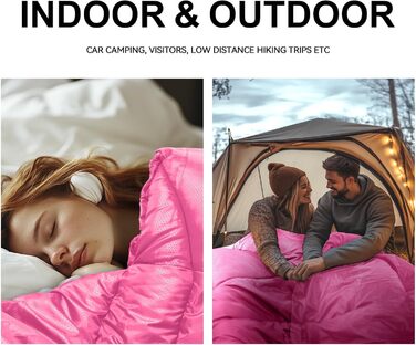 Сплячі мішки для дорослих у холодну погоду, водонепроникні, легкі, рожеві. Підходять для кемпінгу, піших прогулянок, відпочинку на природі та вдома (1,4 кг)