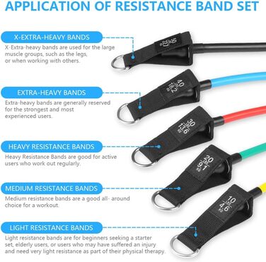 Набір еластичних стрічок Flintronic для фітнесу, силових тренувань та йоги (150 LBS, 12 шт.)