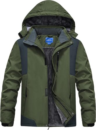 Зимова куртка для чоловіків: тепла, водонепроникна, для катання на сноуборді та активного відпочинку на природі. Зелена (армійний зелений), розмір M