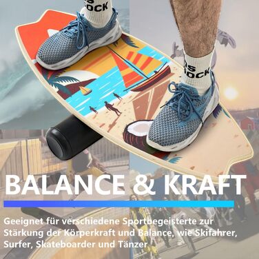 Балансборд Flycoop для дорослих: дошка для балансу, серфінгу та трюків з роликом, м'ячем та килимком