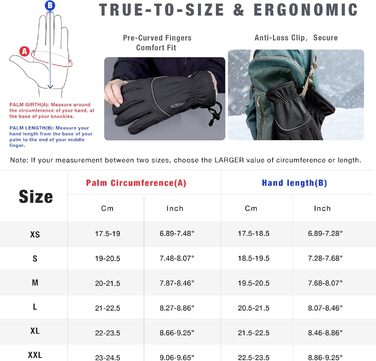 Рукавички зимові для чоловіків та жінок Origem, 3M Thinsulate, водонепроникні, для катання на лижах, велосипеді, походів, з підкладкою з флісу, сумісні з сенсорними екранами (чорний блискавка, XL)