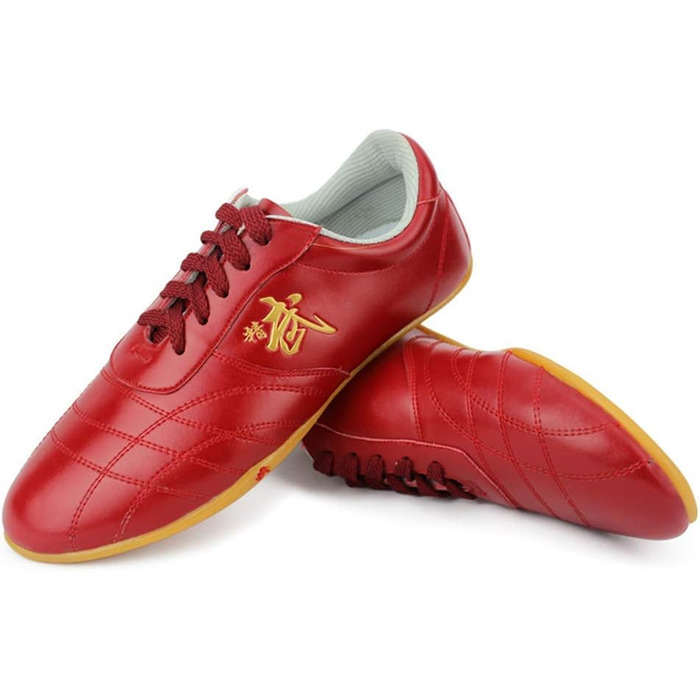 Жіночі таоїстські (тай-чи) кросівки VIBLiSS, легкі шкіряні боксерські кросівки для занять індором/екстером, карате, тхеквондо, тренування. Білі (42 EU, Red Rot)