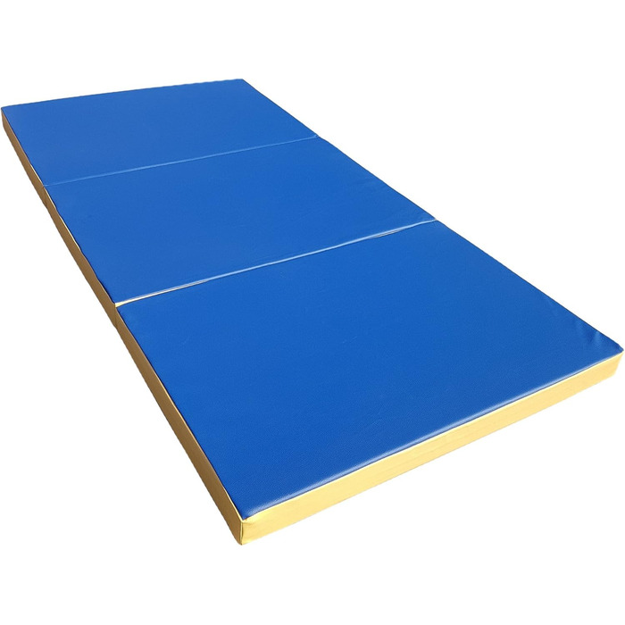 Складний гімнастичний мат NiroSport 210x100x8 см, водонепроникний, для фітнесу, спорту, гімнастики, синьо-жовтий