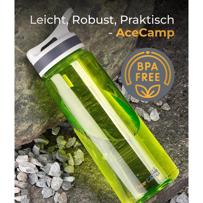 Пляшка для води AceCamp TRITAN 750 мл, спортивна, BPA-free, подвійний комплект, пружинна кришка, зелена
