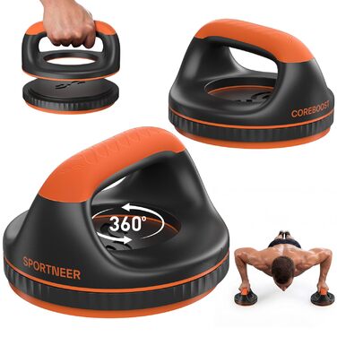 Ручки для віджимань Sportneer 360° з тренажером для талії, до 136 кг - для дому, чоловікам та жінкам, антиковзкі, зменшують навантаження на зап'ястя