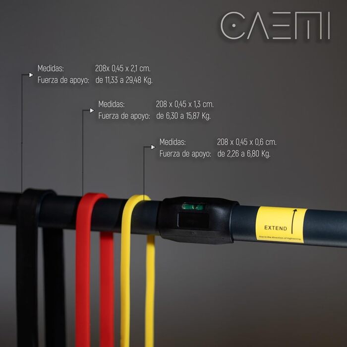 CAEMI Турнік для стіни, регульований 72–110 см, до 200 кг, без свердління, домашній турнік з гумками та електронною дошкою для тренувань