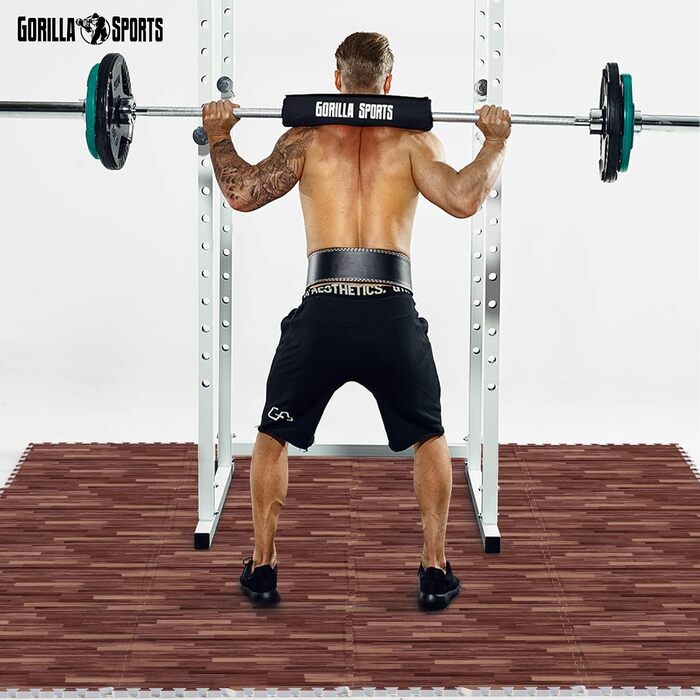 Набір захисних пазл-матів для підлоги GORILLA SPORTS® з EVA-піни, 60x60x1,2 см, 16 шт (5,76 м²), протиковзкі килимки для фітнесу та тренувань, колір: темний дерево