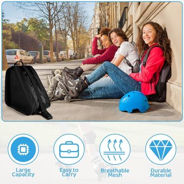 Сумка для роликів Flintronic, сумка для інлайнів, сумка для скейтборду, сумка для ковзанів з регульованим плечовим ременем, велика місткість (чорна)