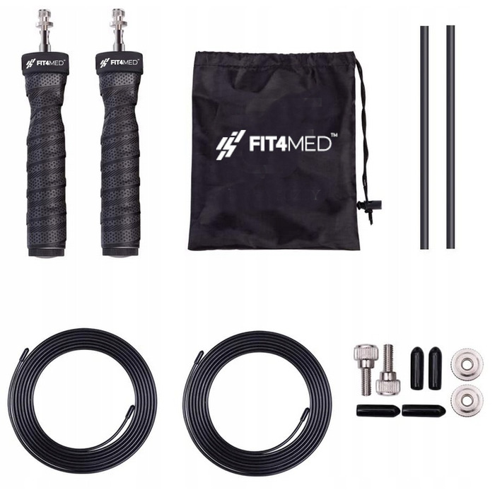 Стрибальний канат Fit4Med з пластику, 300 см, чорний