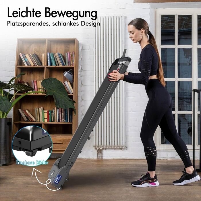 BLACK LORD Intelligentes Gehpad 2-в-1: бігове полотно під стіл для дому та офісу, портативний тренажер для ходьби та бігу з додатком та пультом, запис даних про фітнес SL9H - Чорний (з ручками)