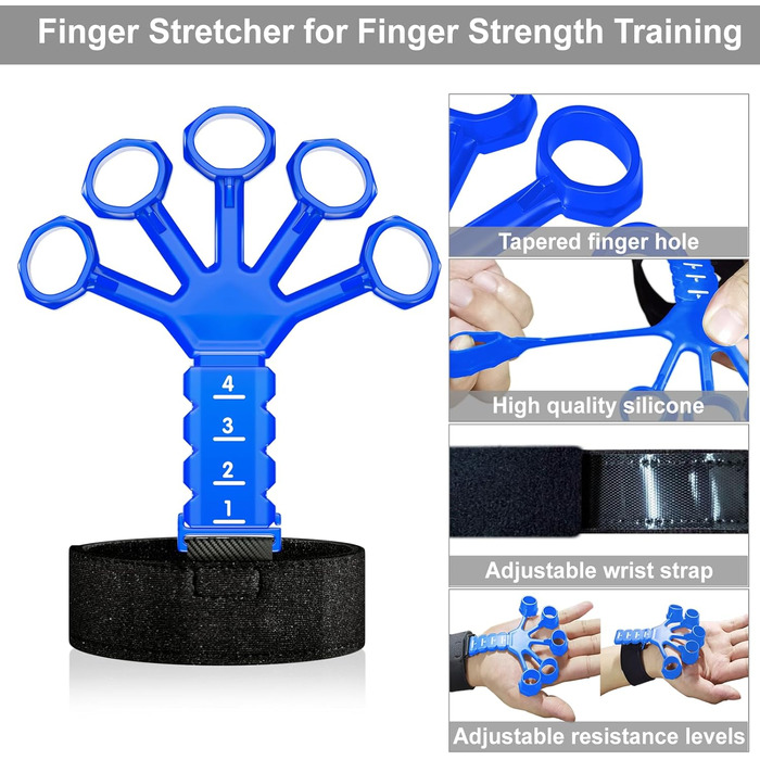 Набір для тренування пальців та зап'ястя ALMAH (5 шт.) - тренажер хвата, розтяжка пальців, для зняття стресу