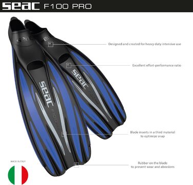 Seac F 100 Pro: Ласти для дайвінгу та снорклінгу, ультралегкі, закриті, 40/41, чорні