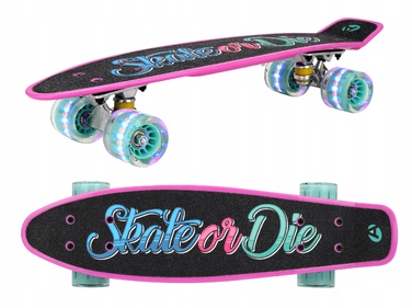 Скейтборд Aurora Classic (56 см x 14,5 см, 60 мм), багатоколірний, з LED-підсвіткою