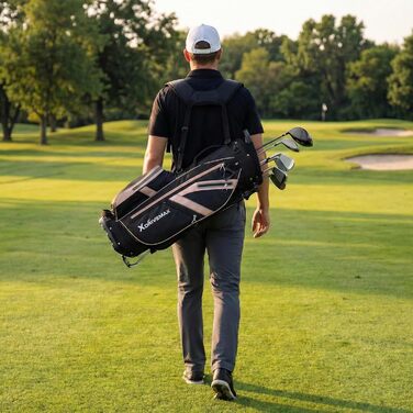Сумка для гольфу, легка сумка на штативі з 8 відділеннями для чоловіків та жінок, преміум сумка для гольфу з дощовим чохлом, кишеню-холодильник та набір аксесуарів для гольфу (рожевий)
