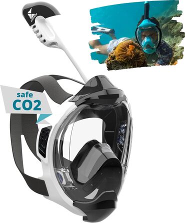 Khroom маска для снорклінгу для дорослих і дітей Seaview Y, CO2-безпечна, повнолицева маска для плавання, альтернатива комплекту для снорклінгу, розмір XS (діти 90-130 см), біла