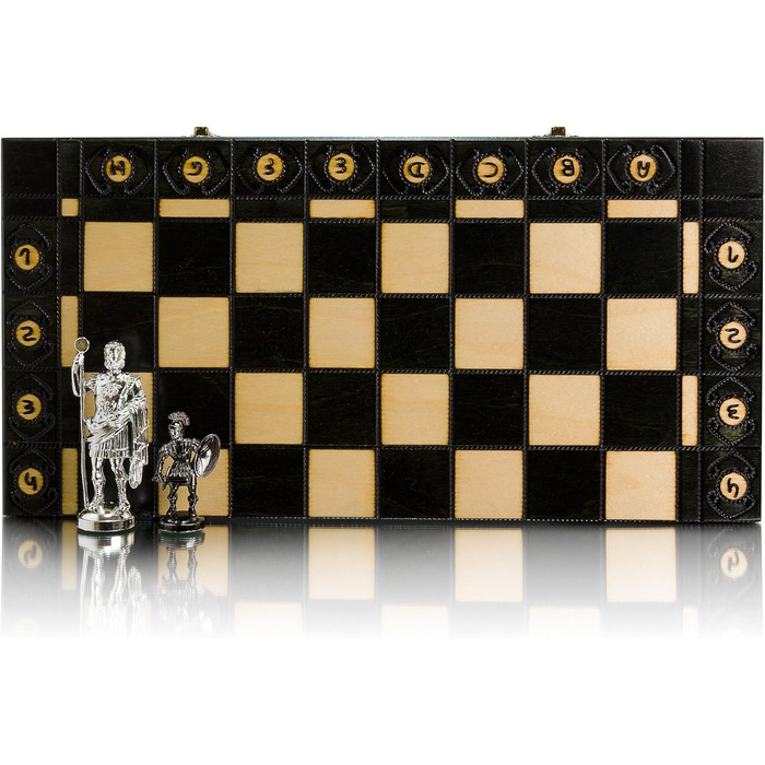 Шахи Master of Chess Spartan 40x40 см, металізована пластикова фігура, дерев'яна дошка, антик Рим, класична настільна гра