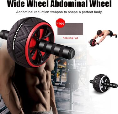 Ролер для пресу з подвійними колесами, комплект з килимком для колін. Тренажер для пресу, допомога у схудненні, фітнес, тренування, білий