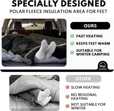 Спальний мішок 0°C XXL для дорослих, теплий клімат, для кемпінгу, зимових пригод, походів, полювання, подорожей (3,2 кг, зелений)