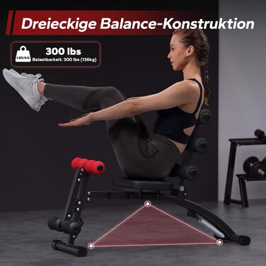 MERACH Регульована лава для пресу, тренажер для вправ на прес та ноги, до 136 кг, чорний