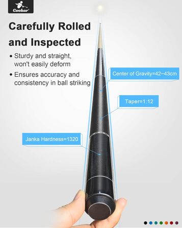 Набір київ для більярду CUEBAR (2 шт.), 58 дюймів, для дорослих, з імітацією шкіри, 2 кольори та ваги.