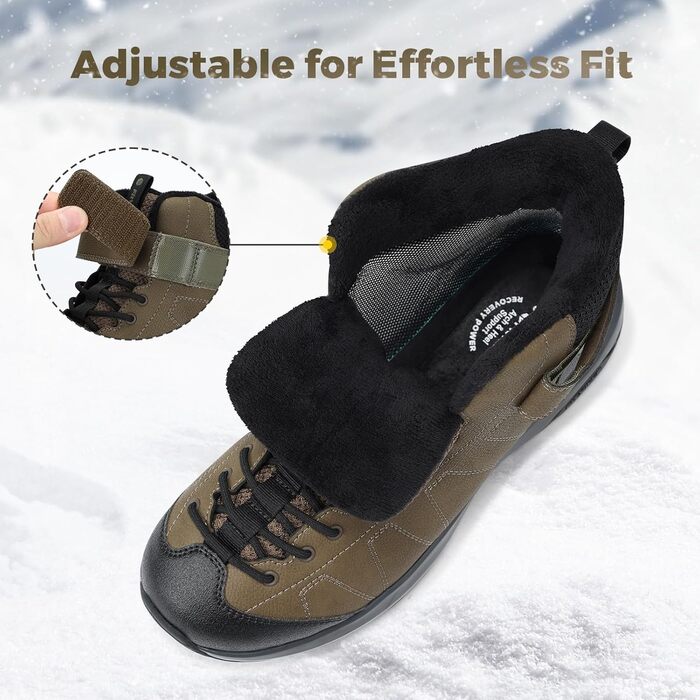 Черевики зимові чоловічі FitVille широкі з кріпленням на липучці, неслизькі, теплі, для активного відпочинку, розмір 40-50 (41 EU X-широкі, світло-коричневі)