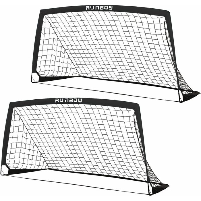 Дитячі воріта для футболу RUNBOW 1,8 x 1,2 м, портативні, з сумкою для перенесення (2 шт., чорний)
