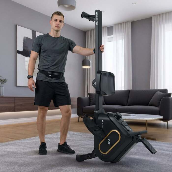 Гребний тренажер Hop-Sport HS-085R Bazel магнітний чорно-золотистий