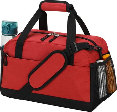 Спортивна сумка маленька з відділенням для мокрого - 35x20x20 см, ручна поклажа, міні-дуфл-сумка з кількома відділеннями для спорту, відпочинку, коротких подорожей (червона, 35 см)