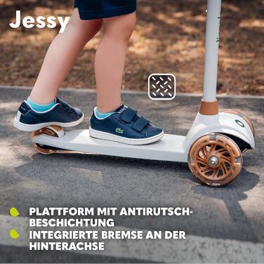 Дитячий триколісний самокат LIONELO Jessy Premium з LED-підсвіткою коліс, регулюванням висоти та складаним корпусом, зелений (до 50 кг, для дітей від 3 років)