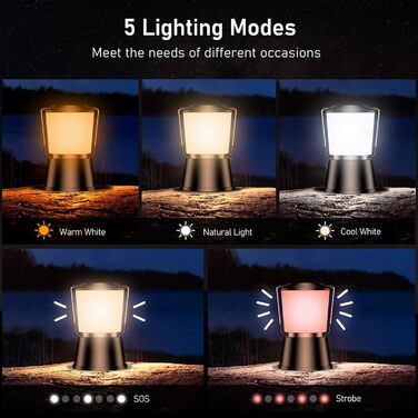 LED кемпінговий ліхтар Blukar: 2000 люмен, портативний, перезаряджається, 5 режимів, 8+ годин роботи, для кемпінгу та надзвичайних ситуацій