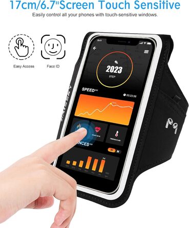 Спортивний браслет для телефону на руку: підходить для iPhone 16/15/14/13/12 Pro Max, Galaxy S25 S24. З кишенькою для навушників, для бігу та фітнесу.