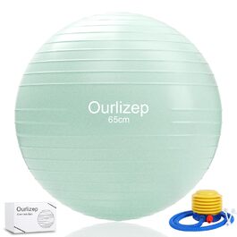 Гімнастичний м'яч для фітнесу, йоги та тренувань: 55-65 см, зелений. В комплекті насос.
