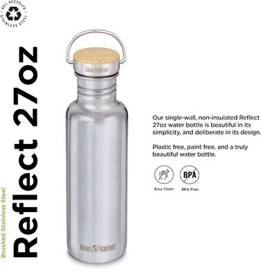 Пляшка для води KleanKanteen Reflect з нержавіючої сталі, 800 мл