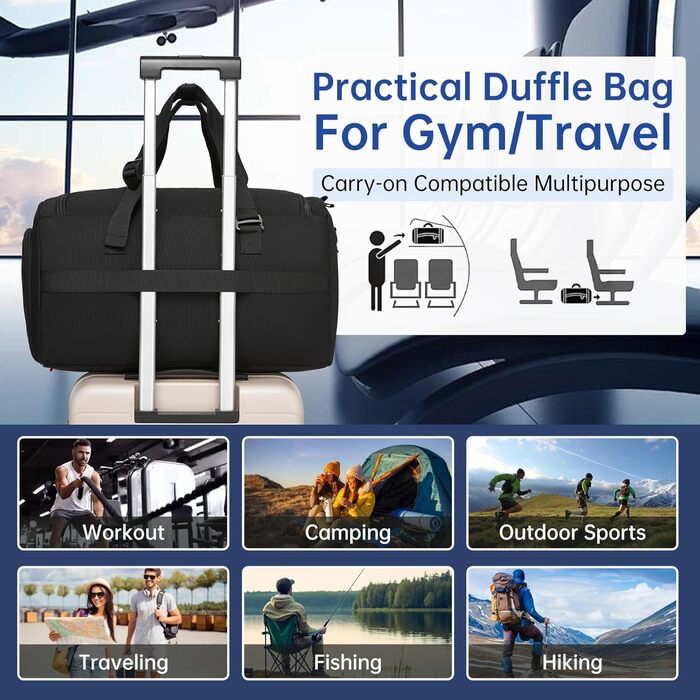 Чоловіча тактична спортивна сумка для подорожей та залу з окремим відділенням для взуття, універсальний дорожній рюкзак-вікенд