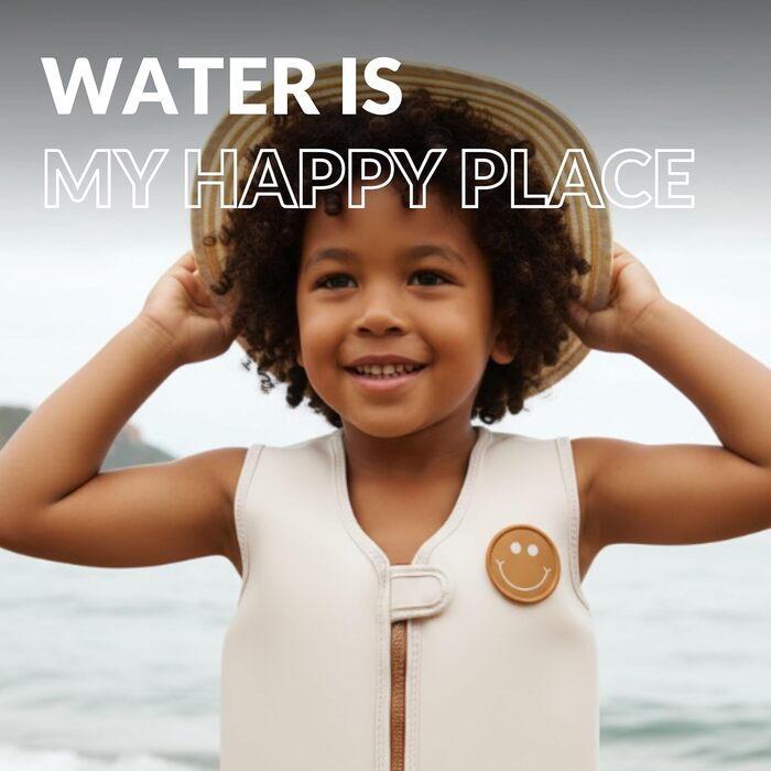 Дитячий жилет для плавання NOARD | Schwimmhilfe з 40+ нашивками для персоналізації | Різні дизайни та розміри | 15–30 кг | 2–6 років | Сертифікований EN 13138-1:2021 для безпечного навчання плаванню | Просто бежевий