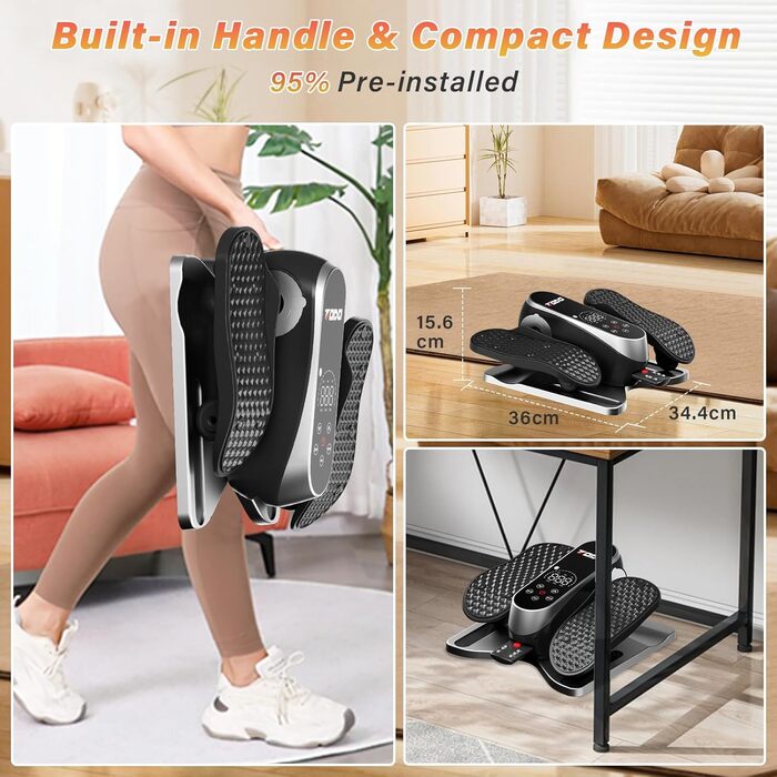 Міні електричний еліптичний тренажер для дому: крос-тренажер з 12 швидкостями та 2 режимами, педальний тренажер для літніх людей, з пультом дистанційного керування та дисплеєм, тренажер для ніг сидячи