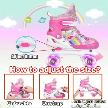 Роликові ковзани для дівчаток Vertellbar з LED підсвіткою, 3 розміри (31-42), для дітей та початківців
