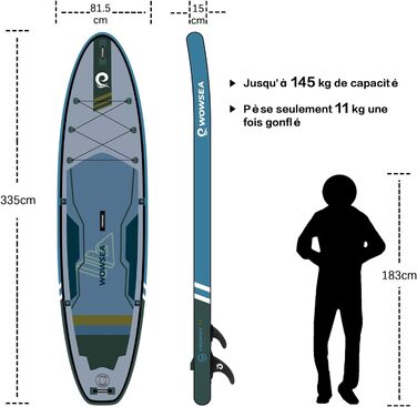 Надувне SUP-борд WOWSEA Trophy T1 для риболовлі та відпочинку на воді, з аксесуарами