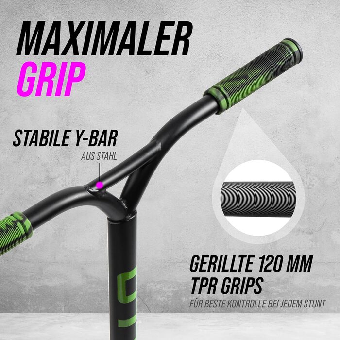 Скутер Apollo Hawk Stunt - фристайл для дітей та дорослих, чорний/зелений