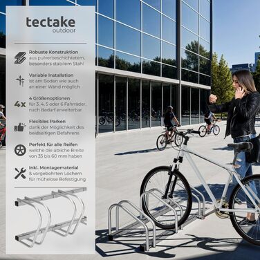 Підставка для велосипедів tectake® - для 4 велосипедів, електровелосипедів, гараж, підлога, стіна