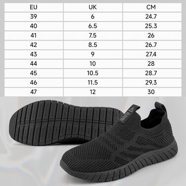 Чоловічі сліпони без шнурівки: зручні кросівки для спорту та повсякденного носіння (40 EU, чорний)