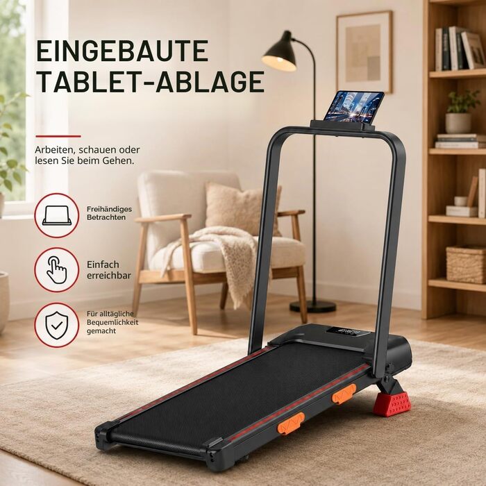 Складана бігова доріжка для дому та офісу 3.0HP з нахилом 10%, Walking Pad з LED-дисплеєм та пультом керування, до 10 км/год, макс. навантаження 136 кг
