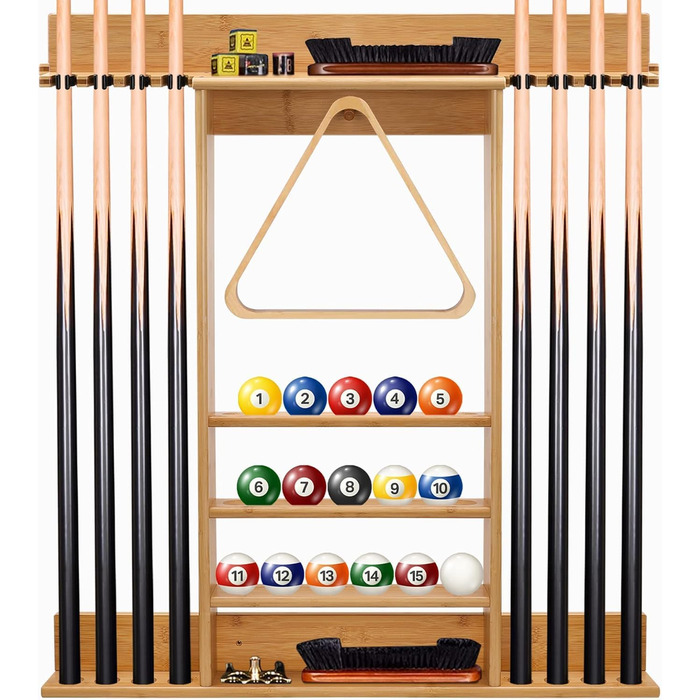 Стенд для київ (8 шт.) та м'ячів, бамбуковий, аксесуар для більярдного столу