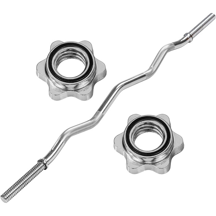 Гриф для штанги MOVIT Profi SZ 30 мм, вигнутий, 120/130 см, хромований або чорний, з гвинтовим або пружинним замком