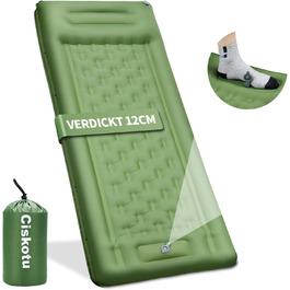 Каремат туристичний самонадувний Ciskotu, 12 см, з насосом, Ultraleicht, зелений
