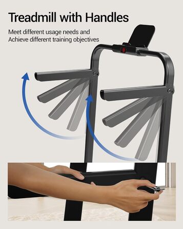 Біговий тренажер UMAY для дому, складаний, з нахилом 16%, 10 км/год, з пультом ДУ, LED-дисплеєм, з поручнями, потужність 2.5CV, максимальне навантаження 136 кг, 4 в 1