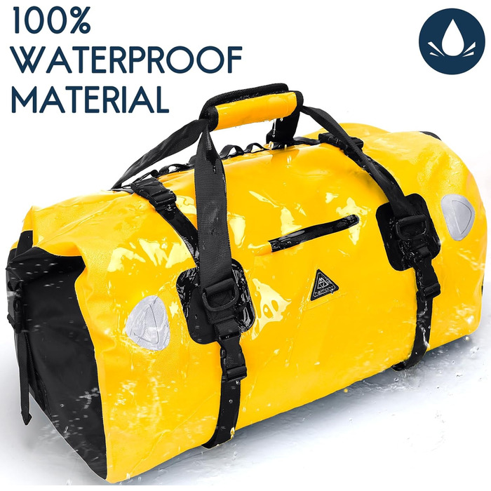 Водонепроникний рюкзак Dry Bag | Водонепроникна сумка-рюкзак для подорожей | Рюкзак-мішок Roll Top, 70L, Blue (Yellow)