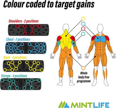 Дошка для віджимань Mintlife Power Press - портативна для дому та подорожей, з 30-тижневою програмою тренувань