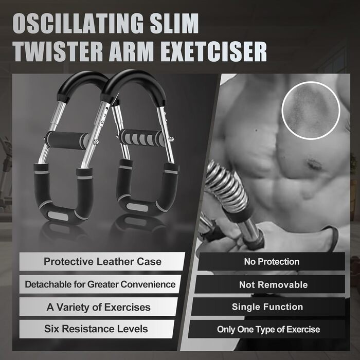 Тренажер для рук Twister з 6 рівнями навантаження (30-50 кг/30-150 lbs), портативний тренажер для грудних м'язів зі знімним дизайном - тренажер для грудей для чоловіків для дому, офісу та подорожей, червоний 30-100 lbs 4Spring (сірий 30-100 lbs 4Spring)